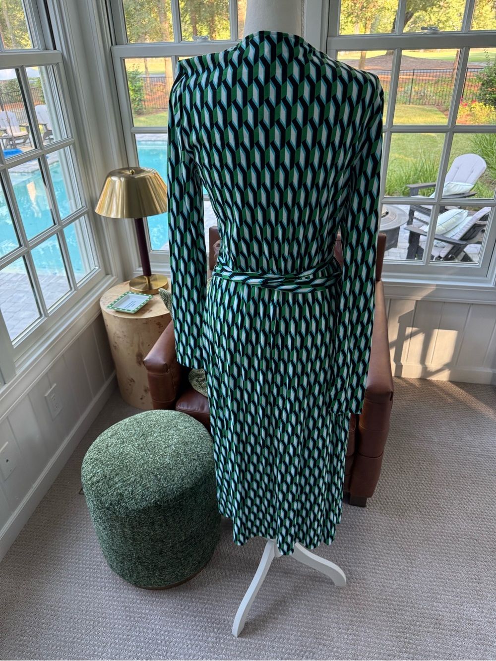 Diane Von Furstenberg DVF x Target Green & Black Geometric Wrap Midi Dress M - Picture 3 of 9
